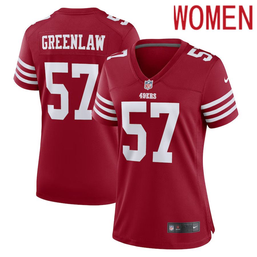 Women San Francisco 49ers #57 Dre Greenlaw Nike Scarlet Home Game Player NFL Jersey->women nfl jersey->Women Jersey